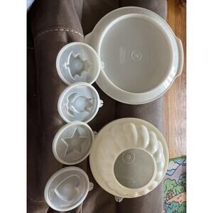 Tupperware Jel-N-Serve 7-piece Jello Mold, 4 Design Seals, Tray & Lid